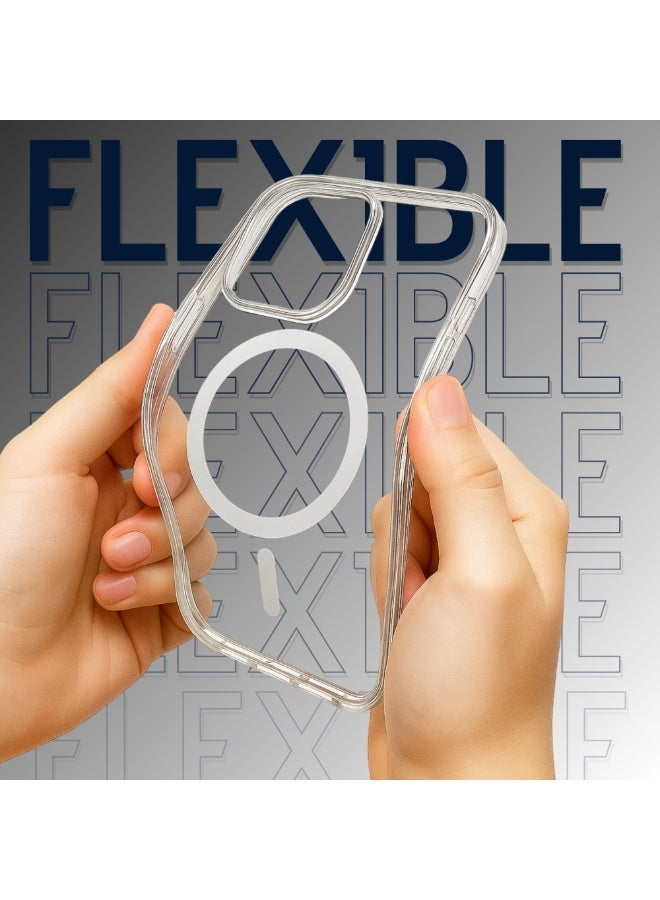 Raxoom iPhone 15 Clear Magnetic Cover | Mag Safe Compatible | Hybrid Protective Crystal Clear Hard Back Case | Shockproof Silicone Frame | Anti Yellowing | Slim Transparent Case for Apple iPhone 15 - Image 2