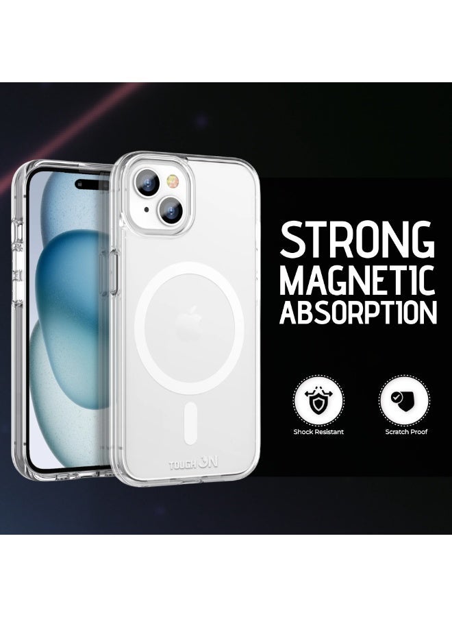Raxoom iPhone 15 Clear Magnetic Cover | Mag Safe Compatible | Hybrid Protective Crystal Clear Hard Back Case | Shockproof Silicone Frame | Anti Yellowing | Slim Transparent Case for Apple iPhone 15 - Image 4