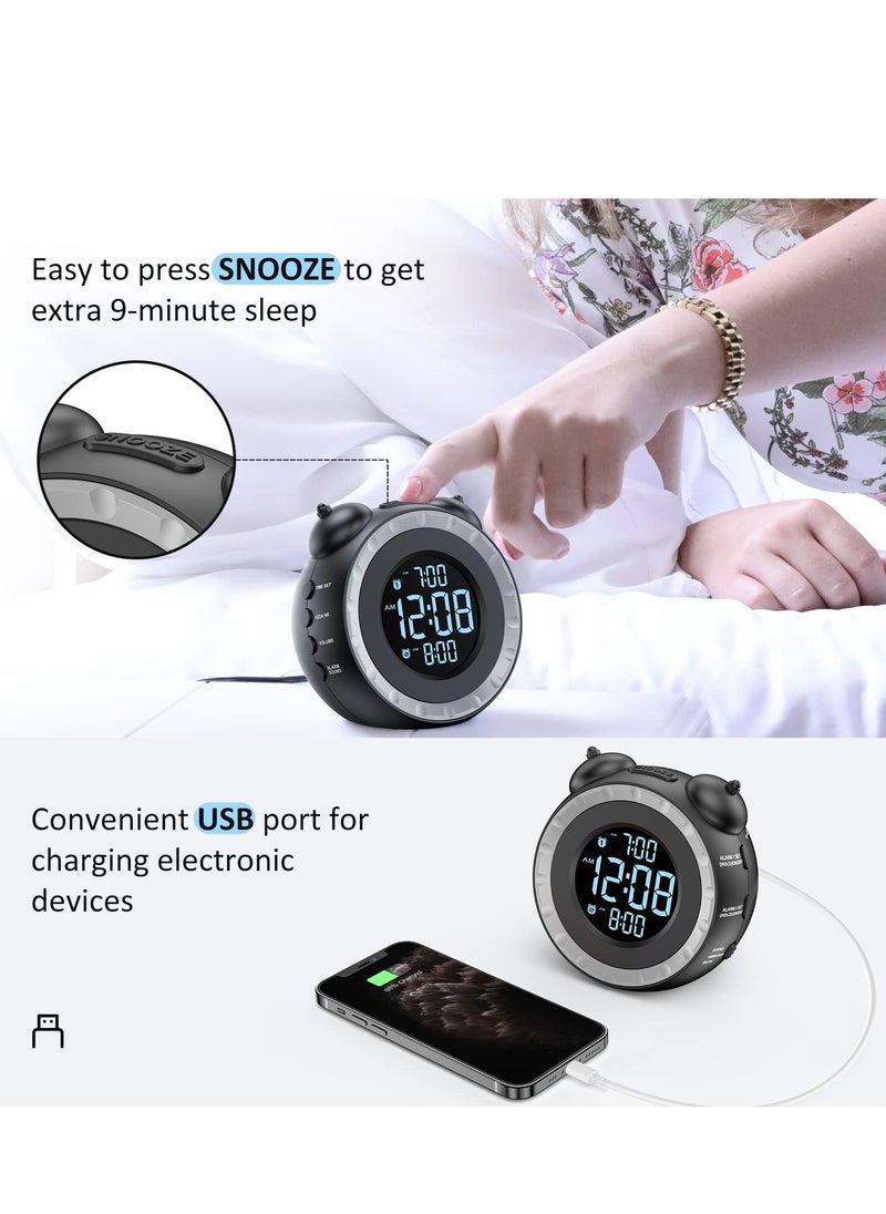 SYOSI - Loud Dual Alarm Clock with Bed Shaker, Vibrating Alarm Clock for Heavy Sleepers or Hearing Impaired, 0-100% Dimmer, Easy to Set, USB Charging, Battery Backup, Wake with a Shake - Image 1