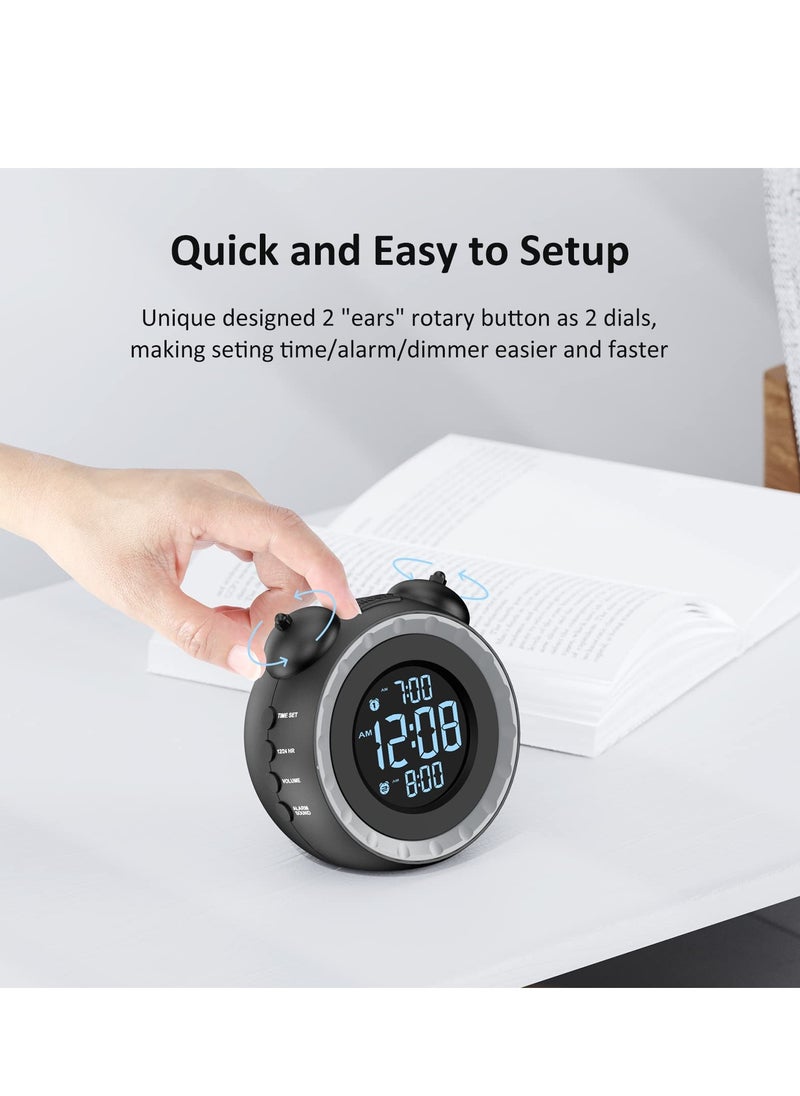 SYOSI - Loud Dual Alarm Clock with Bed Shaker, Vibrating Alarm Clock for Heavy Sleepers or Hearing Impaired, 0-100% Dimmer, Easy to Set, USB Charging, Battery Backup, Wake with a Shake - Image 1
