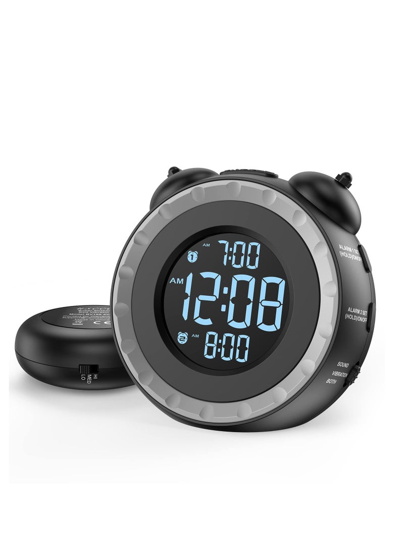 SYOSI - Loud Dual Alarm Clock with Bed Shaker, Vibrating Alarm Clock for Heavy Sleepers or Hearing Impaired, 0-100% Dimmer, Easy to Set, USB Charging, Battery Backup, Wake with a Shake - Image 1