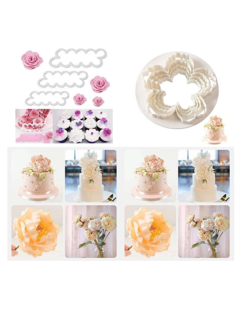 C.T.Z Rose & Peony Flower Cutter Set – Fondant, Clay, and Sugar Paste Molding Tools for Cake Decorating and Crafts  - Image 1