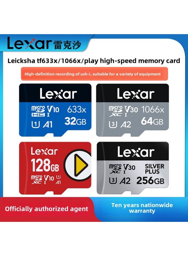 Lexsha TF Card High-speed Memory Card 512g Sports Camera Driving Record Monitoring Memory Card 32g64g128g-Color:TF633X Black And Blue Card-Capacity:64G(U3) - Image 2