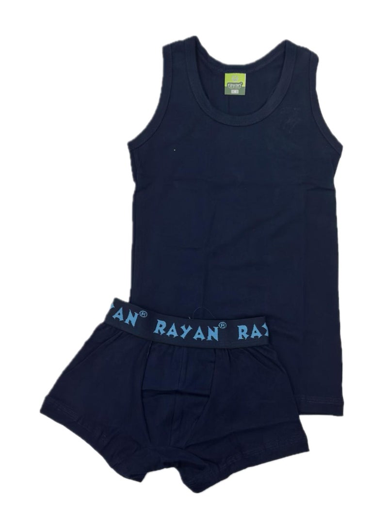 Rayan Set Boys/Kids Undershirt and Boxer Underwear Boy Set Navy Blue