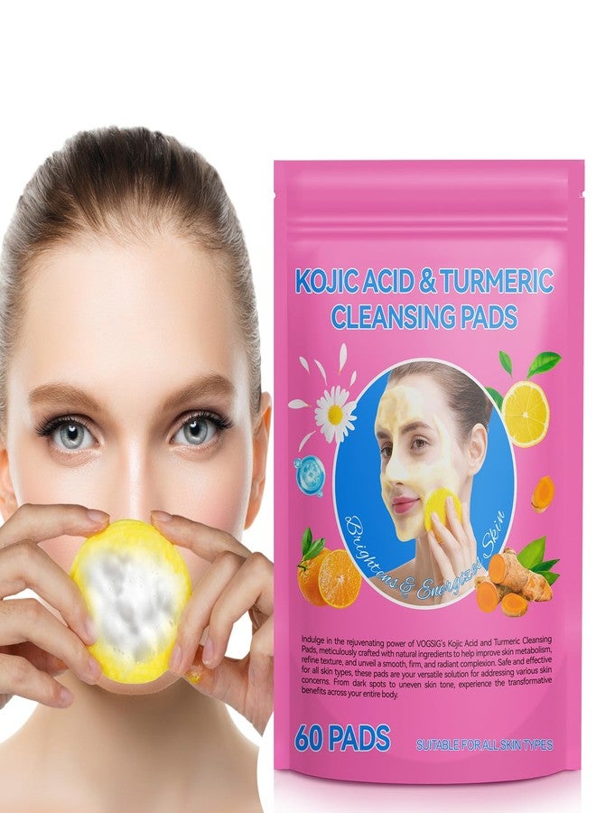 Turmeric Cleansing Pads 60pcs - for Dark Spots - Turmeric Face Pads - Turmeric Pad Infused Foaming Exfoliating Pad- Gentle & Non-Irritating for Face Body - Remove Excess Keratin - Image 1