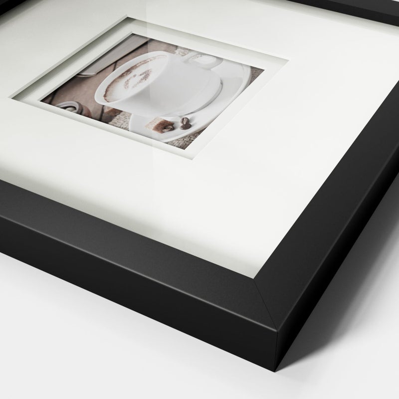 Yaetm إطار صور مربع YAETM 10x10 مع مات 4x4  إطار عائم مزدوج بلون العاج  إطار صور أسود مع زجاج مقسى عالي الدقة  إطار فن الجاليري للتعليق على الحائط  عبوة 3 قطع - Image 2