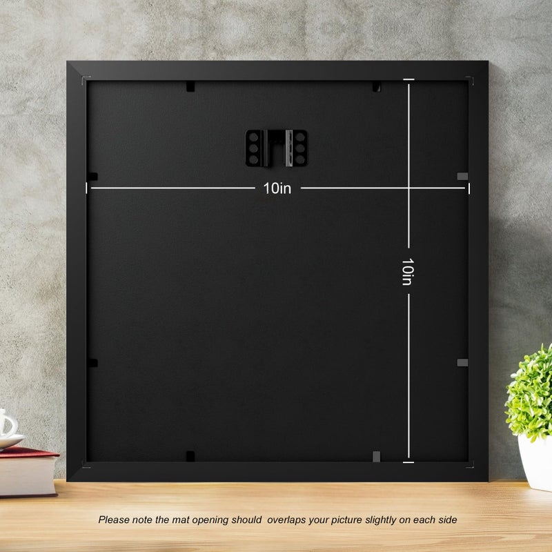 Yaetm إطار صور مربع YAETM 10x10 مع مات 4x4  إطار عائم مزدوج بلون العاج  إطار صور أسود مع زجاج مقسى عالي الدقة  إطار فن الجاليري للتعليق على الحائط  عبوة 3 قطع - Image 4