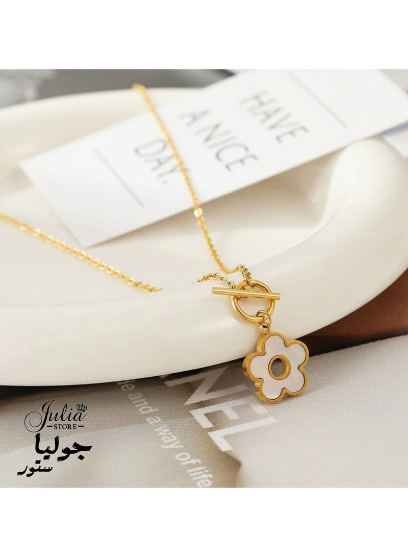 Julia Store 18K Gold Plated Stainless Steel Dainty Pendant Necklace for Women Trendy Cute Choker Necklaces for Teen Girls Trendy Jewelry Gifts for Women Mom Friend Daughter 16"+3" - Image 1