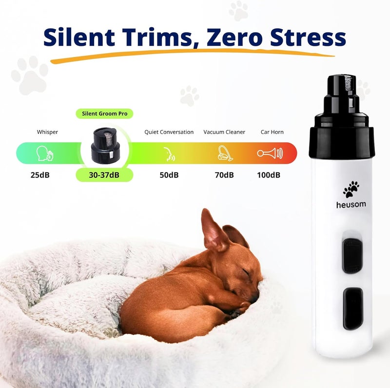 Heusom Silent Groom Pro Pet Nail Grinder | Whisper Quiet Claw Trimmer for Dogs, Cats and Other Animals | Safe & Stress Free Nail Grooming, Ideal for Sensitive Dogs of All Breeds & Sizes - Image 3