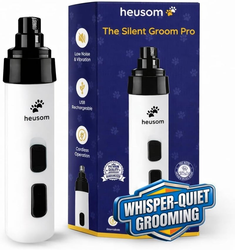 Heusom Silent Groom Pro Pet Nail Grinder | Whisper Quiet Claw Trimmer for Dogs, Cats and Other Animals | Safe & Stress Free Nail Grooming, Ideal for Sensitive Dogs of All Breeds & Sizes - Image 1