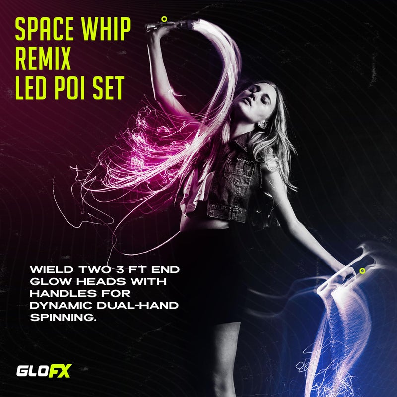 GloFX Space Whip Remix | Programmable Led Fiber Optic 360Â° Swivel | Rave Accessory for Parties, Light Shows Music Festivals | Poi - Image 3