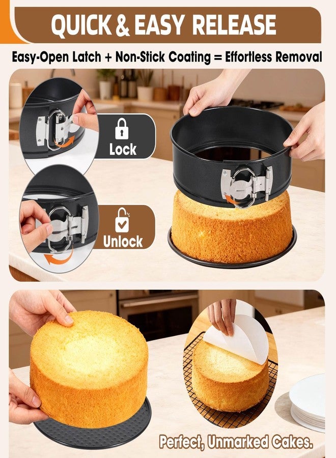MASSUGAR Springform Pan with Silicone Protector, 4 7 9 Inch Leakproof Round Cake Pan for Baking in Water Bath - Nonstick Spring Form Pan for Cheesecake with 50 Pcs Parchment Paper Liners - Image 3