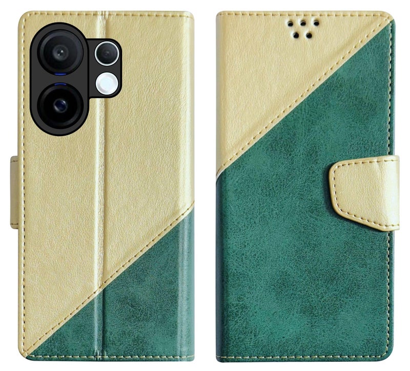 SBMS Flip Cover for Vivo V60 5G / Vivo V60e 5G / Vivo T4 Pro 5G Back Cover Case with Magnatic Closure | Inbuilt Stand | Card & Money Pocket (MultiGreen) - Image 1