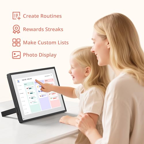 Dragon Touch Digital Calendar Touch Screen 10 Inch, Electronic Calendar Chore Chart with 1080P Interactive Touchscreen for Family Monthly/Weekly/Daily Planner, Smart Calendar with Desk Mount - Black - Image 2