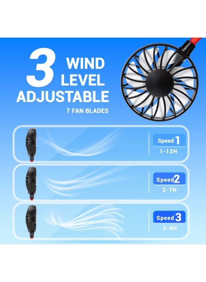 Portable Neck Fan Rechargeable Personal Hand-Free Fan Mini USB Wearable Neckband Sport Fan, 3 Speed Adjustable, 360 Degrees Free Rotation Perfect for Working, Traveling, Office, Reading - Image 3