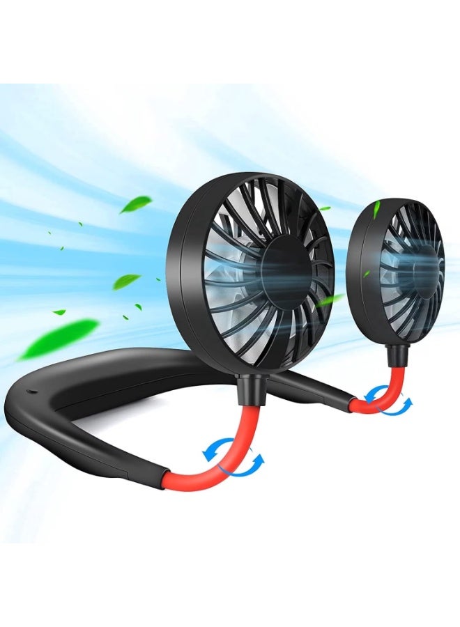 Portable Neck Fan Rechargeable Personal Hand-Free Fan Mini USB Wearable Neckband Sport Fan, 3 Speed Adjustable, 360 Degrees Free Rotation Perfect for Working, Traveling, Office, Reading - Image 1