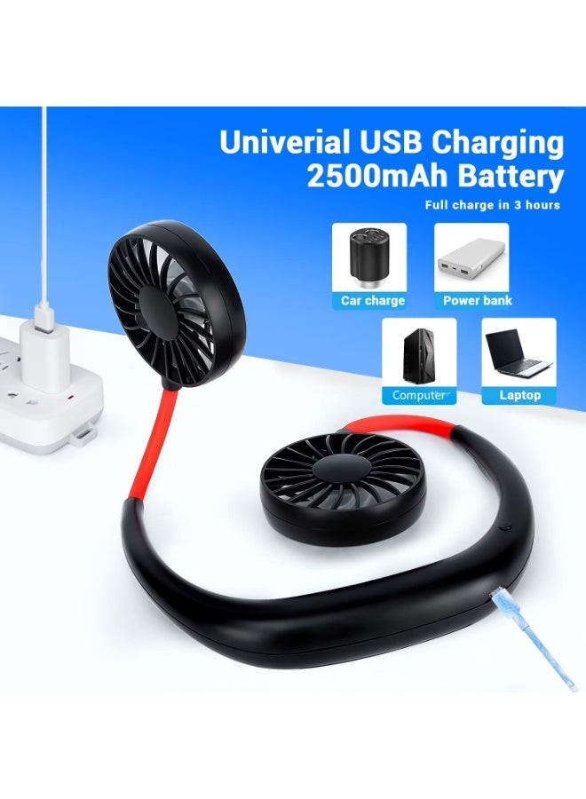 Portable Neck Fan Rechargeable Personal Hand-Free Fan Mini USB Wearable Neckband Sport Fan, 3 Speed Adjustable, 360 Degrees Free Rotation Perfect for Working, Traveling, Office, Reading - Image 4
