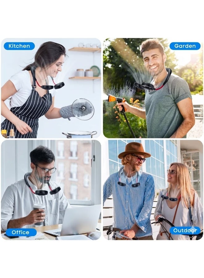 Portable Neck Fan Rechargeable Personal Hand-Free Fan Mini USB Wearable Neckband Sport Fan, 3 Speed Adjustable, 360 Degrees Free Rotation Perfect for Working, Traveling, Office, Reading - Image 5