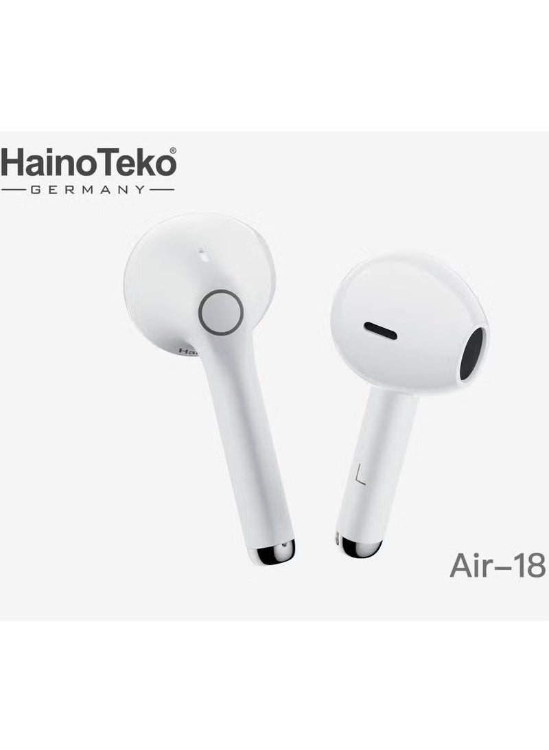 Haino Teko Air 18 True Wireless Earphones with Super Clear Microphone, Multi-Functional Touch Control – Designed for iPhones & iPads, White - Image 4