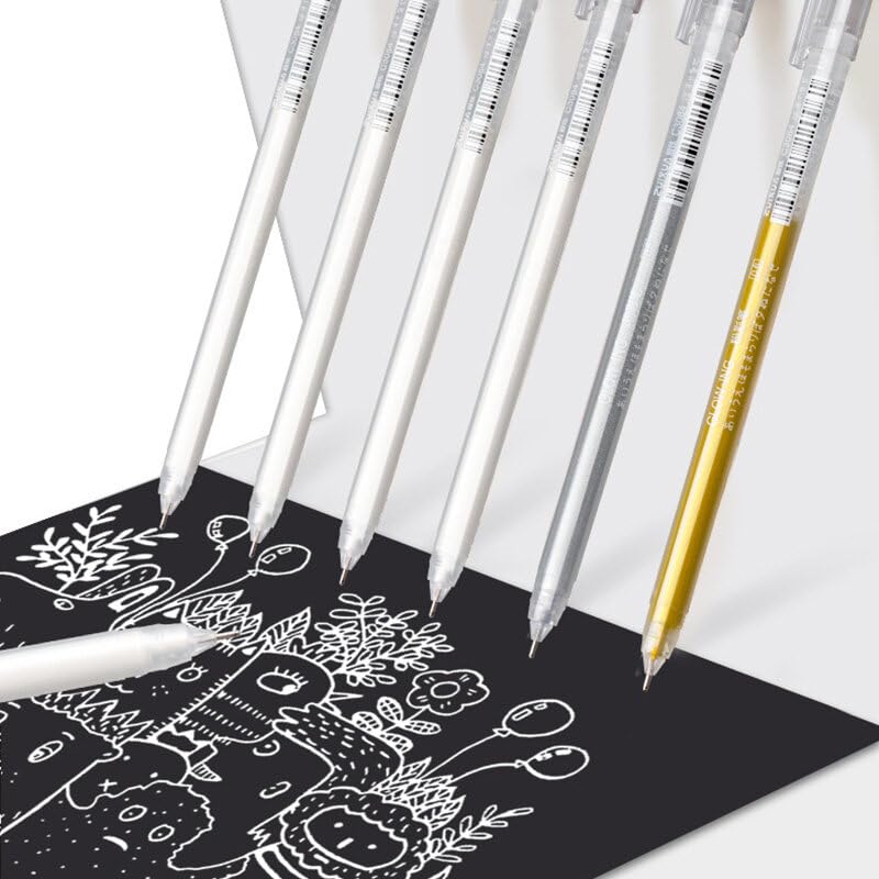 Like-It 0.6mm Highlighter Sketch Markers Pens Paint Gel Pen for Art Marker Manga Painting Fine Liner Pen Gold 1pc, White 1pc,Silver 1pc (3 pcs) - Image 1