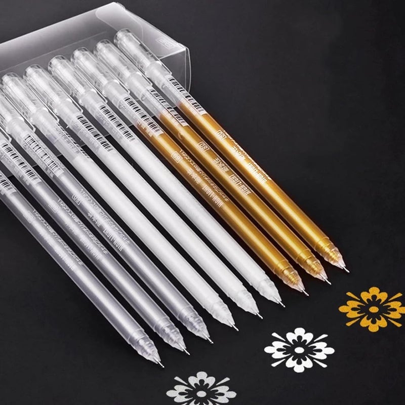 Like-It 0.6mm Highlighter Sketch Markers Pens Paint Gel Pen for Art Marker Manga Painting Fine Liner Pen Gold 1pc, White 1pc,Silver 1pc (3 pcs) - Image 5