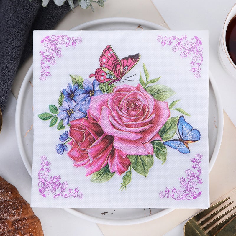 Supply Spot New Leaves Color Printing Napkin Paper Towel Western Restaurant Bakery For Facial Tissue - Image 1