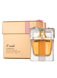 LONKOOM A Wish Gold Fragrance For Women Floral And Fruity Scent Perfume Notes Of Pear Passion Fruit Jasmine Rose Vanilla And Cedar Long Wearing Aromatic Projection 3.4 Oz Edp Spray 