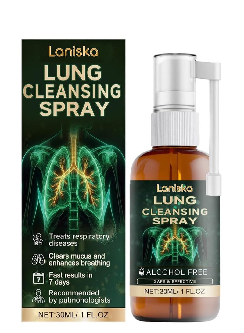 LANISKA Advanced Lung Cleansing Spray, Lung Cleansing Spray, Herbal Lung Cleansing Spray, Natural Lung Support Supplement, Lung Cleansing Spray for Lung Cleanse (Black, 30ml)  - Image 1