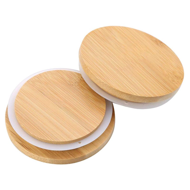 Together-life 6 Pack Wooden Mason Jar Lids, Reusable Bamboo Mason Canning Lids Compatible with Wide Mouth Mason Jar Canning Jar - Image 4