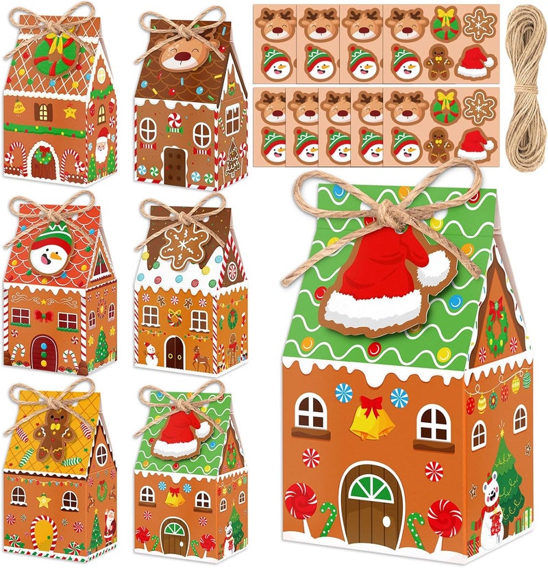 80UncleKimby 56Pcs Christmas Cookie Boxes Mini Gingerbread House Treat Box - Image 1