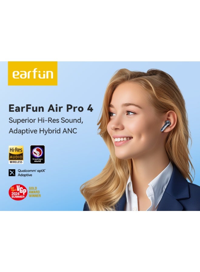 إيرفن سماعات EarFun Air Pro 4 لاسلكية بإلغاء ضوضاء تكيفي هجين، Snapdragon Sound و aptX Lossless، 6 ميكروفونات AI للمكالمات، صوت Hi-Res LDAC، تشغيل حتى 52 ساعة، بلوتوث 5.4، مستشعر ارتداء - Image 3