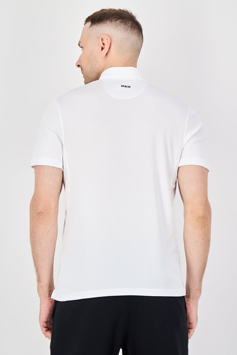 MOTION Men Sportswear Fit Short Sleeve Training Polo Shirt, White - Image 3