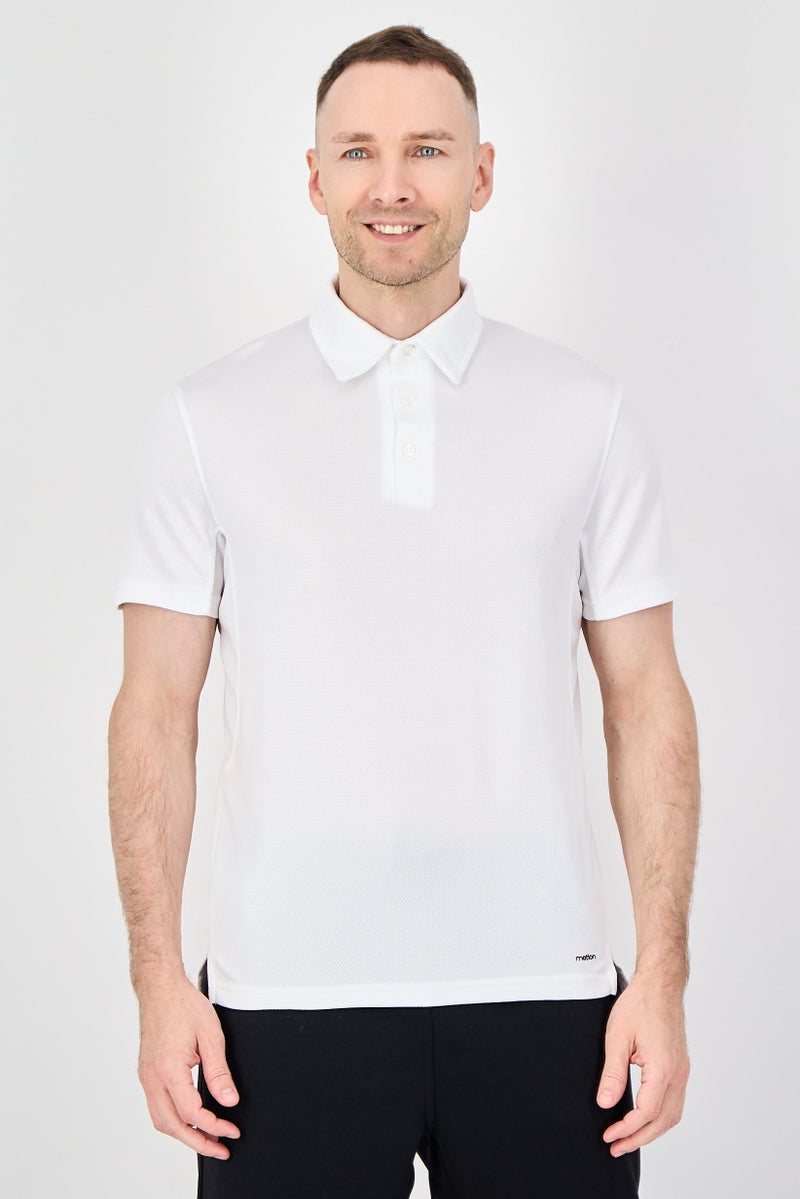 MOTION Men Sportswear Fit Short Sleeve Training Polo Shirt, White - Image 1