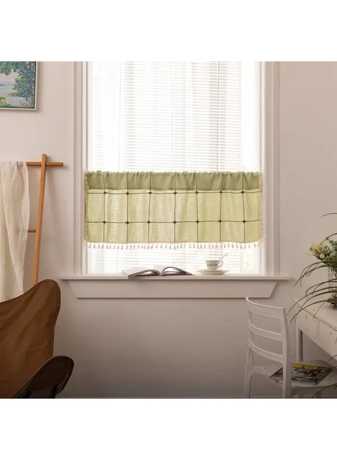 Red Red Checkered Semi-Sheer Curtain 51x18 Inch Light Filtering No Drill Rod Pocket - Image 4
