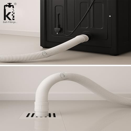 KI 2 Meter Waste Water Drain Outlet Pipe | Washing Machine Outlet Hose Pipe - White (Pack of 1) - Image 5
