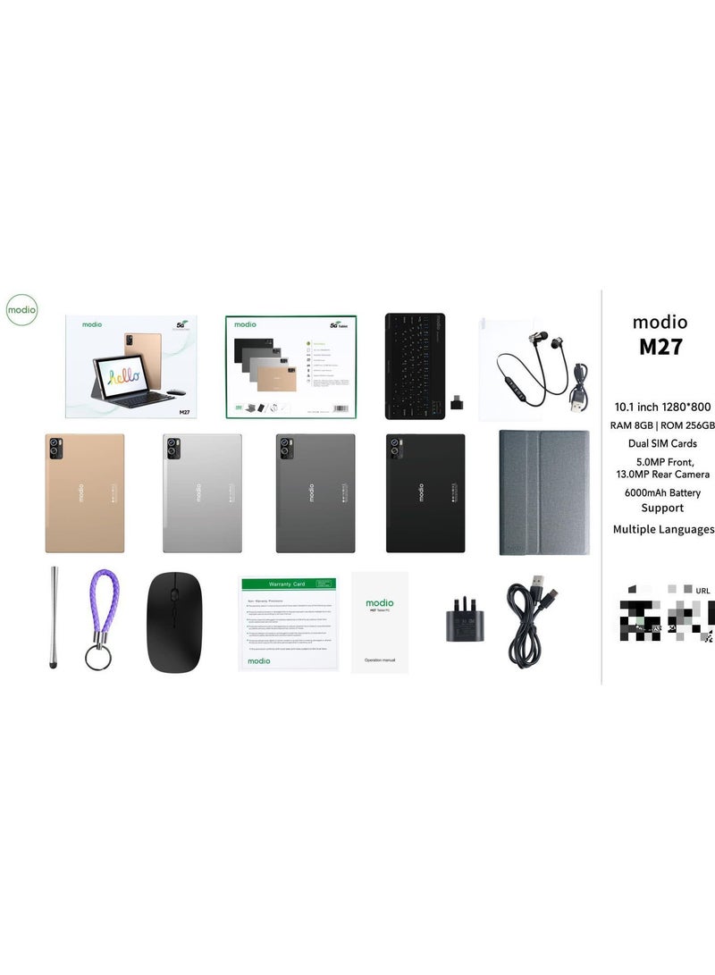 ريبنيو تابلت موديو M27 5G أندرويد، 10.1 بوصة، 8 جيجابايت رام، 256 جيجابايت، ثنائي الشريحة، مع لوحة مفاتيح وماوس لاسلكيين، أسود - Image 3