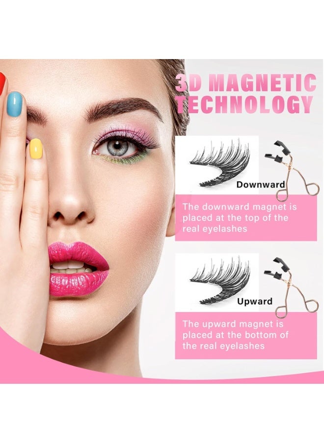 كيوومي رموش مغناطيسية مزدوجة بدون الحاجة إلى كحل أو غراء، رموش صناعية قابلة لإعادة الاستخدام، رموش صناعية ذات مظهر طبيعي ثلاثي الأبعاد مقاوم للماء مع أداة وضع، سهلة الارتداء، 8 أزواج - Image 3