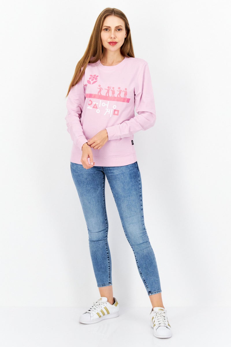 NETFLIX Women Squid Game Crew Neck Long Sleeve Sweatshirt, Lavender - Image 4