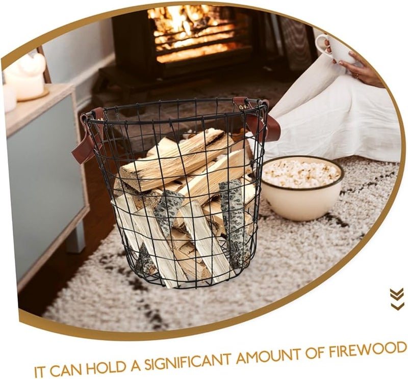 سوبفوكس سلة حطب كبيرة منسوجة لحامل جذوع خشبية خارجي ريفي للمدفأة والتخييم - Image 4