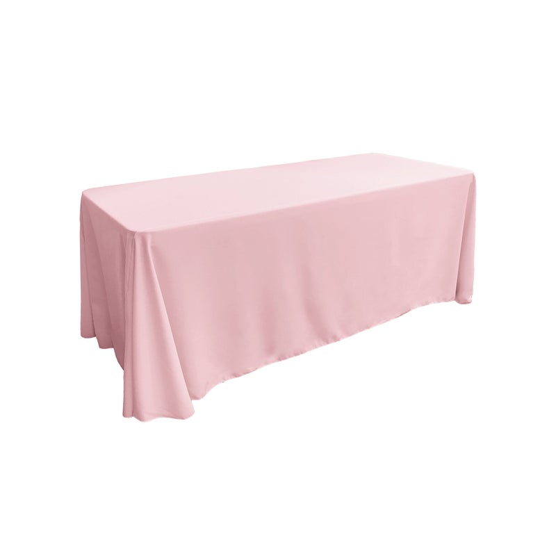 LA Linen Polyester Poplin Washable Rectangular Tablecloth Stain and Wrinkle Resistant Table Cover 90x132 Fabric Table Cloth for Dinning Kitchen Party Holiday 90 by 132Inch Pink Light