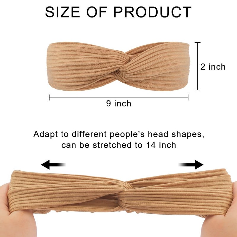 AHONEY 8 Pack Head Bands for Women's Hair Twist Headband Stretchy Workout Elastic Turban Headbands for Wigs Hair Bands Hair Accessories for Women Fashion - Image 5