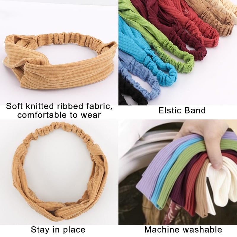 AHONEY 8 Pack Head Bands for Women's Hair Twist Headband Stretchy Workout Elastic Turban Headbands for Wigs Hair Bands Hair Accessories for Women Fashion - Image 4