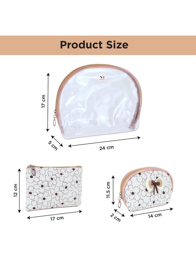 NFI essentials 3 Pcs. Cosmetic Pouch Makeup Pouch Semi-Circle Vanity Bag Travel Organizer Toiletry Pouch for Women Zippered Pouch Set, Large, Medium, Small - Image 4