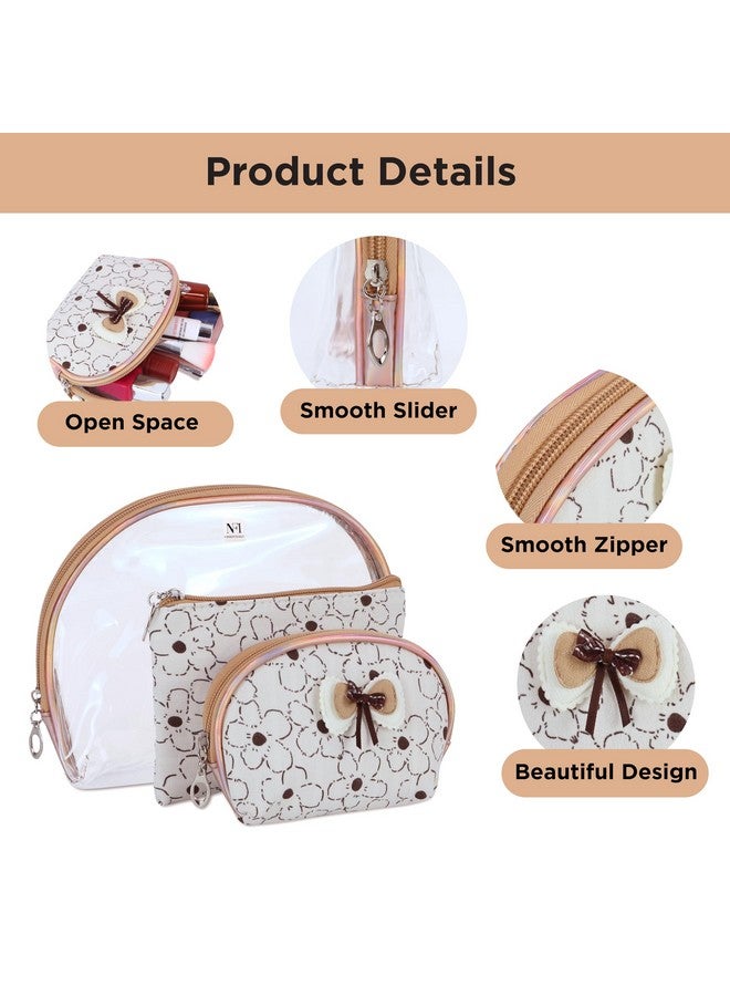 NFI essentials 3 Pcs. Cosmetic Pouch Makeup Pouch Semi-Circle Vanity Bag Travel Organizer Toiletry Pouch for Women Zippered Pouch Set, Large, Medium, Small - Image 5
