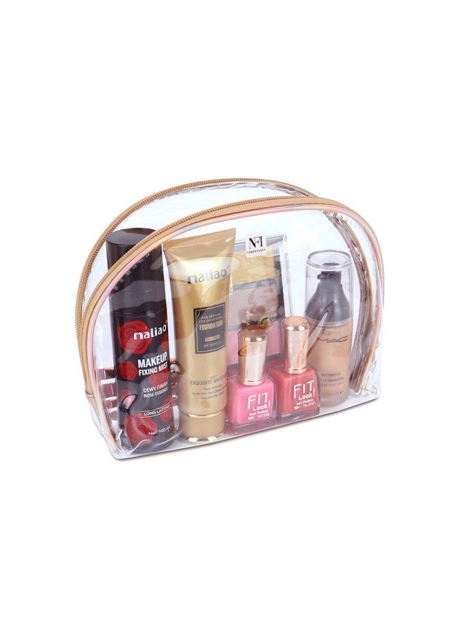 NFI essentials 3 Pcs. Cosmetic Pouch Makeup Pouch Semi-Circle Vanity Bag Travel Organizer Toiletry Pouch for Women Zippered Pouch Set, Large, Medium, Small - Image 2