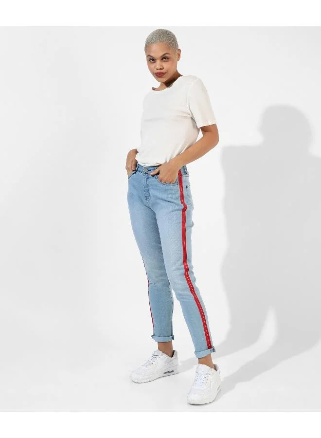 Campus Sutra  Women's Classic Blue Medium-Washed Regular Fit Denim Jeans for Women | Best Price UAE