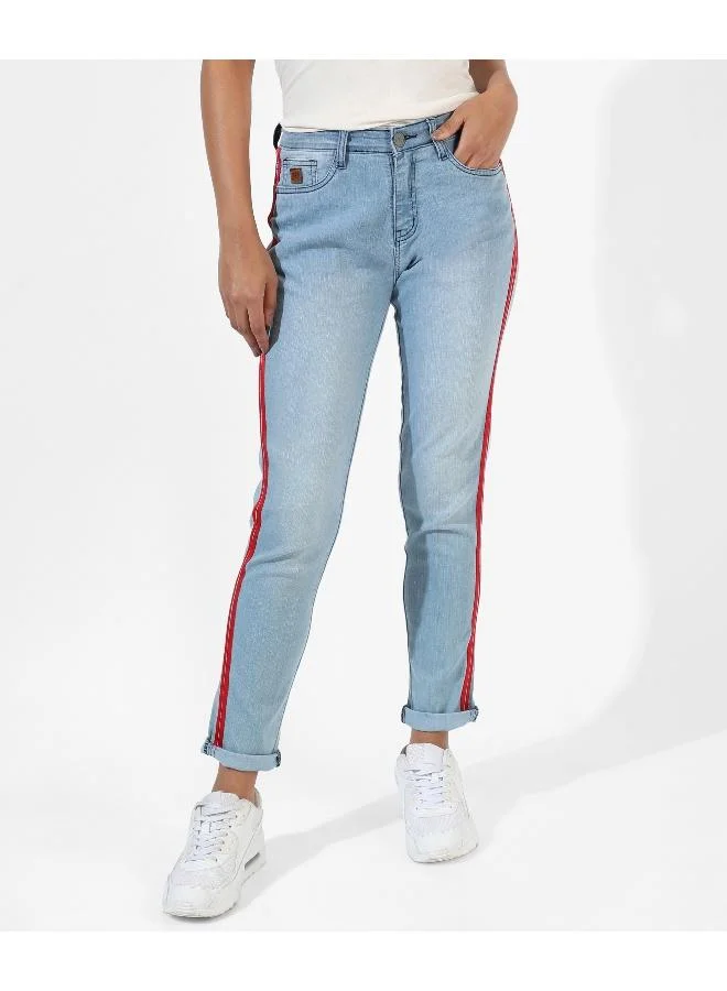 Campus Sutra  Women's Classic Blue Medium-Washed Regular Fit Denim Jeans for Women | Best Price UAE