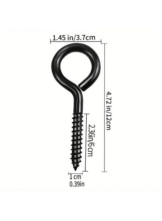 Black 4pcs Heavy Duty Eye Bolt Hook For Wooden Wall Hanging Indoor Outdoor Yard - Image 3