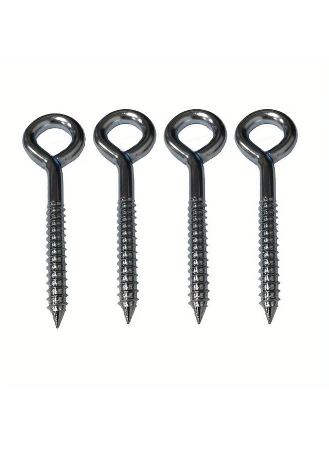 Black 4pcs Heavy Duty Eye Bolt Hook For Wooden Wall Hanging Indoor Outdoor Yard - Image 4