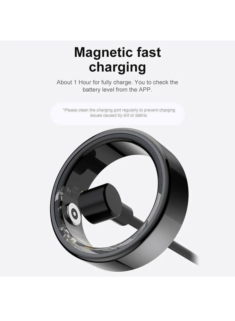 R02 Smart Ring Military Grade Titanium Steel Shell Health Monitoring IP68  3ATM Waterproof Multi-sport Modes (Deep Grey, 18.1mm) - Image 5